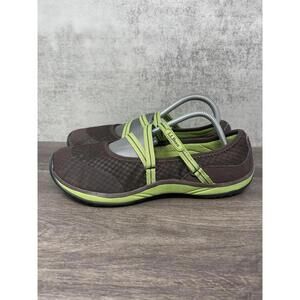 LL Bean Shoes Womens 8.5 Flats Slip On Mary Jane Water Strappy Brown Green